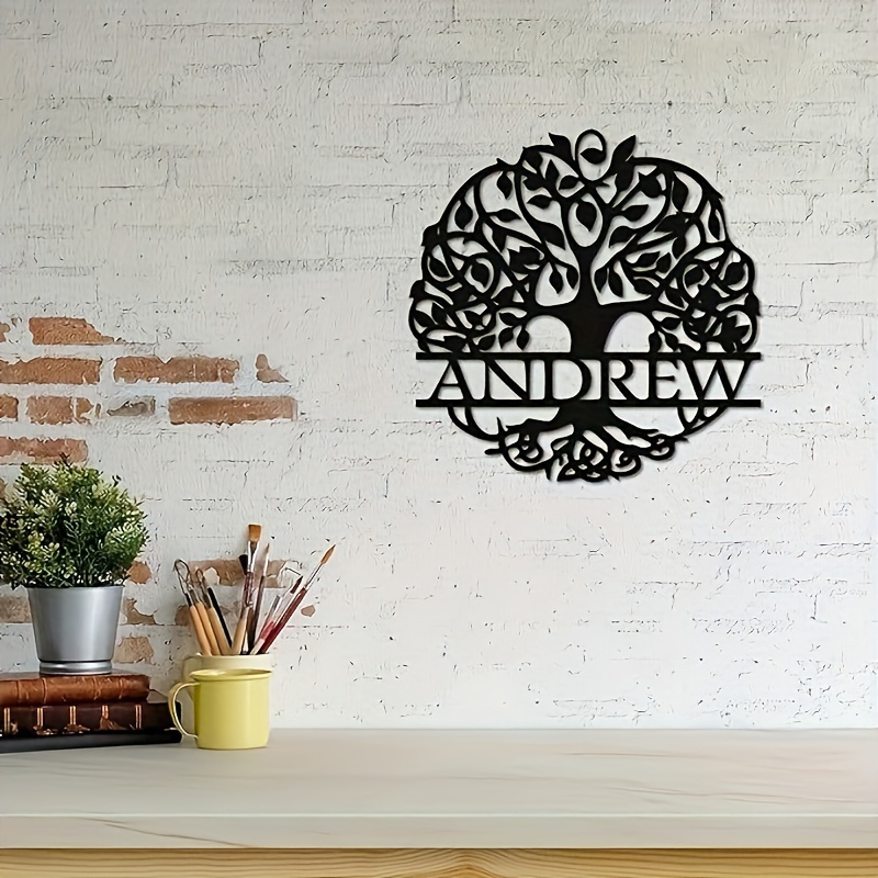 

Custom Black Metal Wall Art - Personalized Family Name Celtic Tree Of Life Plaque, Decorative No-electricity For Home Decor, 18 Inch