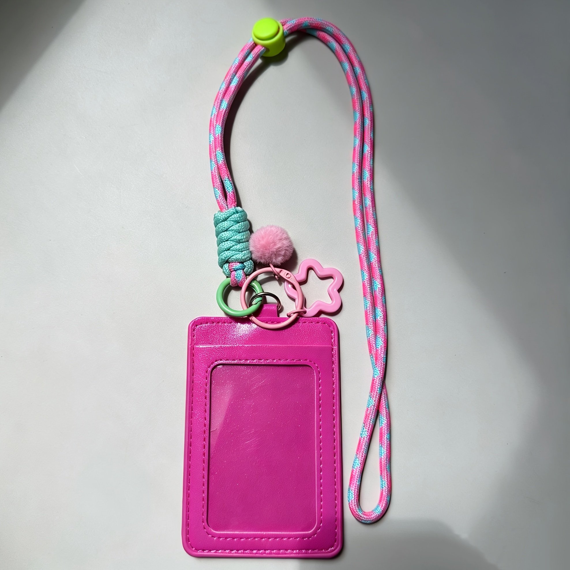 TEMU Porte-badge d'identification 2D en similicuir avec cordon réglable, pochette pour cartes pour employés de bureau, enseignants, étudiants, badge