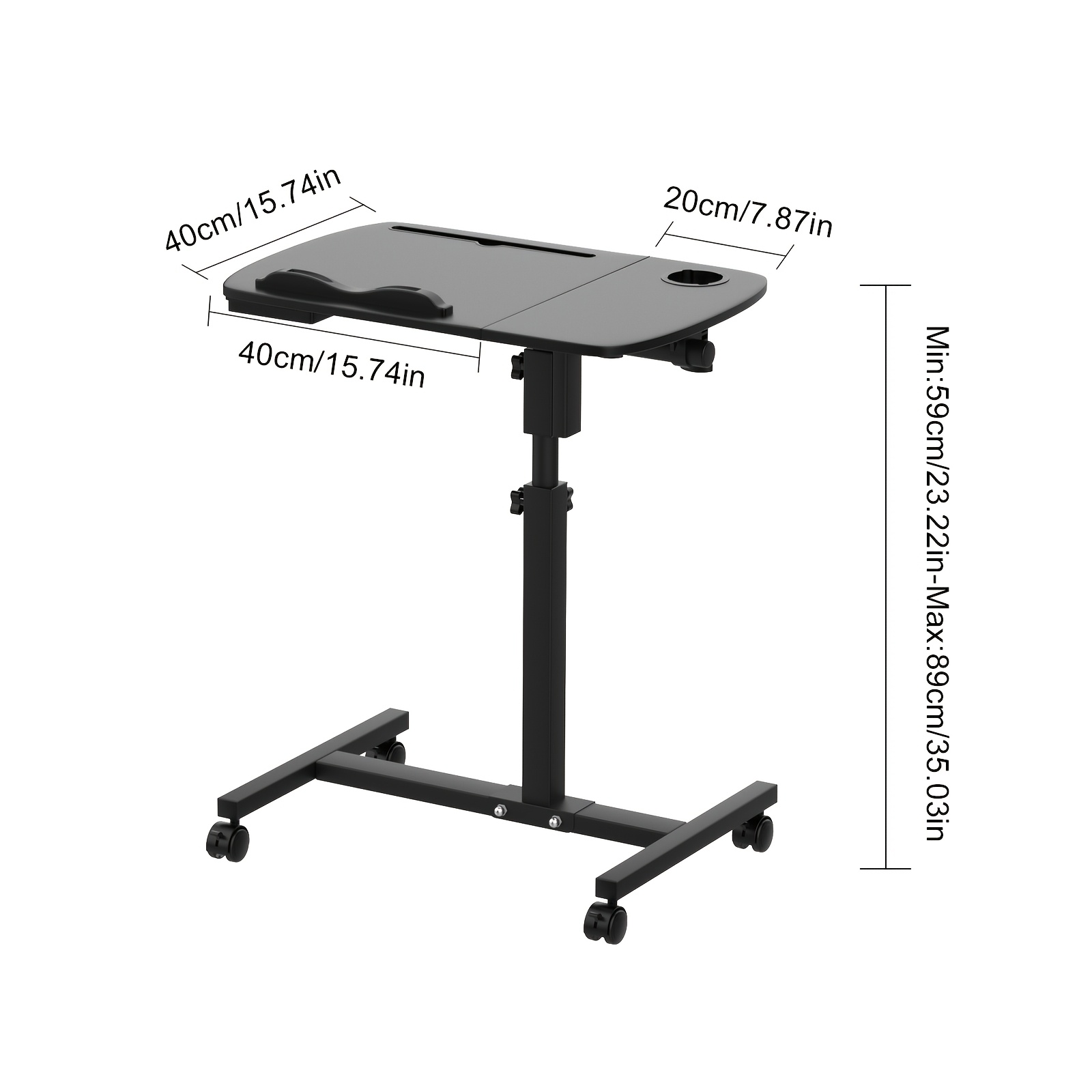 TEMU 360Â° Rotating Lifting Bed Table With Wheels, Adjustable Height, With Non-slip Stop Small Drawer Cup Holder 60 X 40 Cm Folding Bed Table