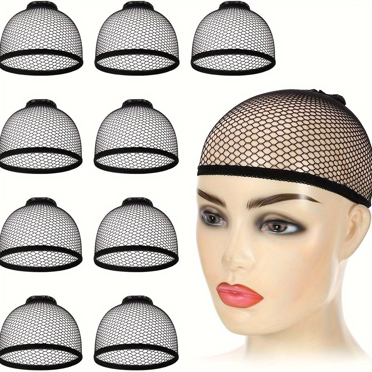 

30pcs Black Wig Caps Stretchy Dome Wig Cap Open End Mesh Net Wig Cap