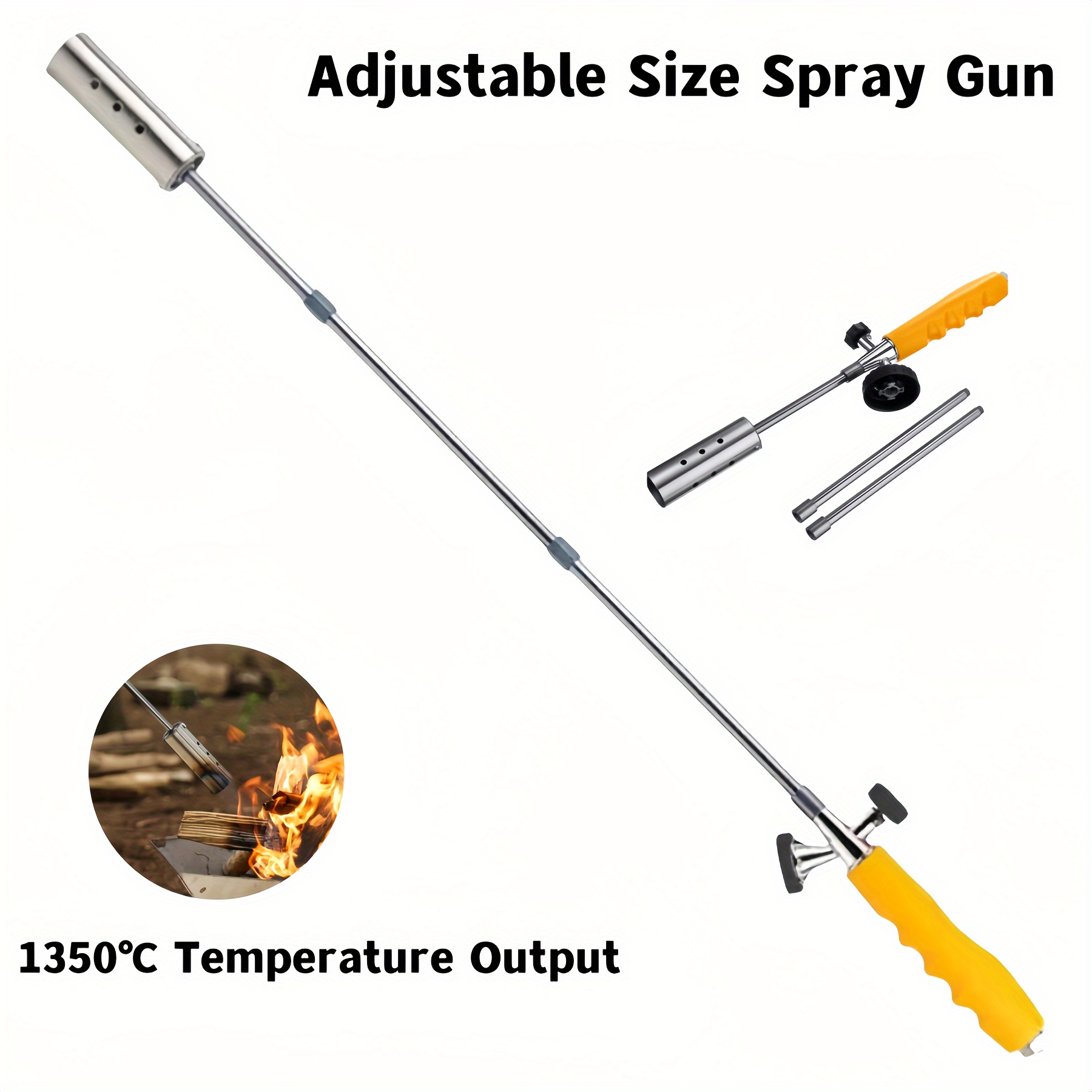 

Multi-functional Torch Gun With Adjustable Detachable Burner Tube, Metal Uncharged Manual Ignition Tool For Welding, Fire Starting, Weeding, Cooking - Without Battery