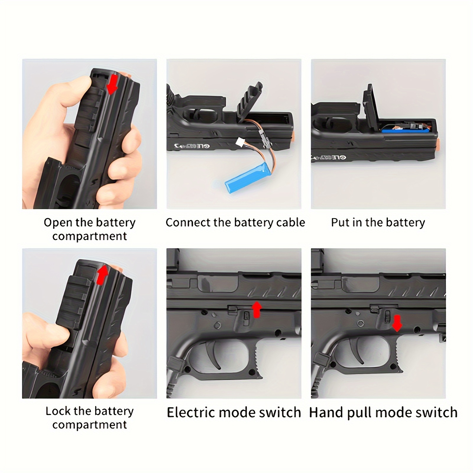 electric ball blaster pistol rechargeable usb handheld toy gun with orange tips   splatter ball toy for outdoor shooting games party favors christmas new year gifts black details 3