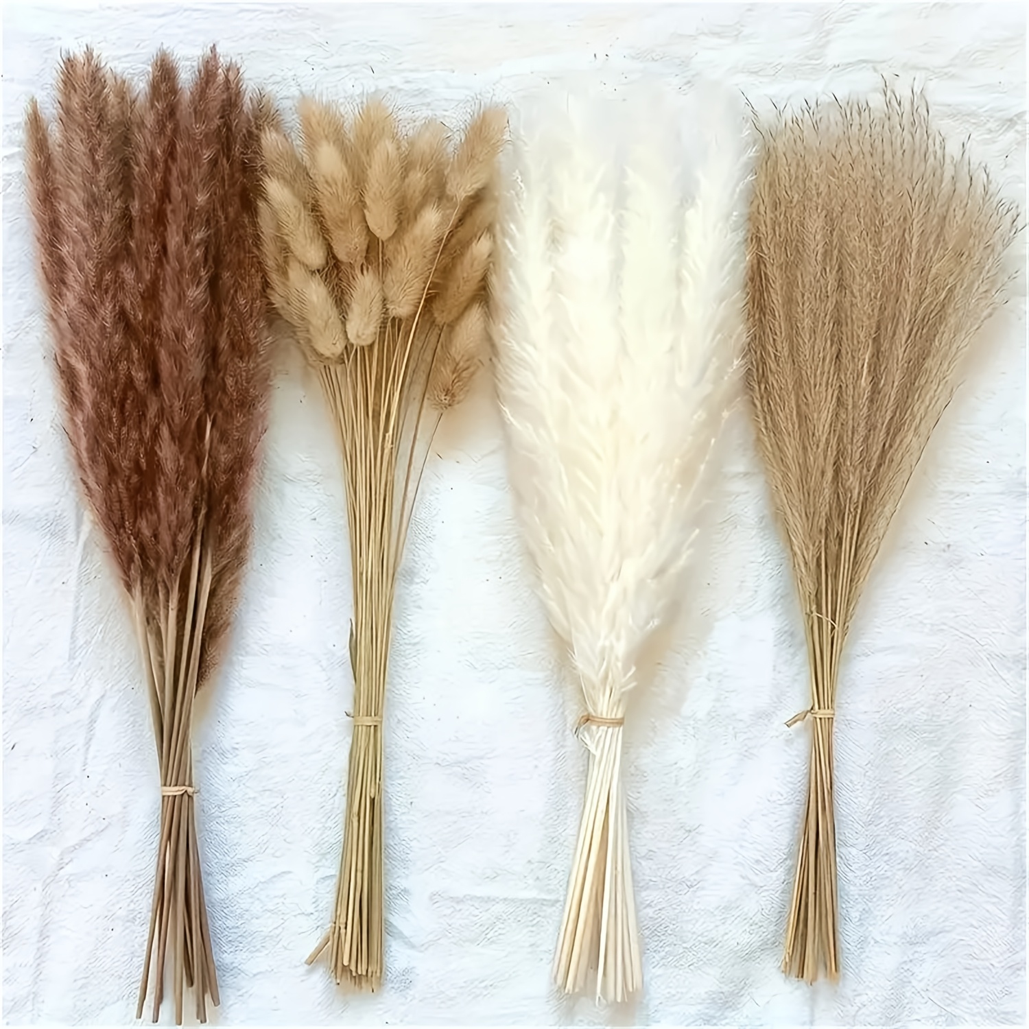 E-shop 110 Stück Getrocknetes Pampasgras-Bouquet mit Hasenschwänzen - Boho-Tischdeko in & Weiß, Hochwertige Trockenblumen für Hochzeiten, Babypartys,