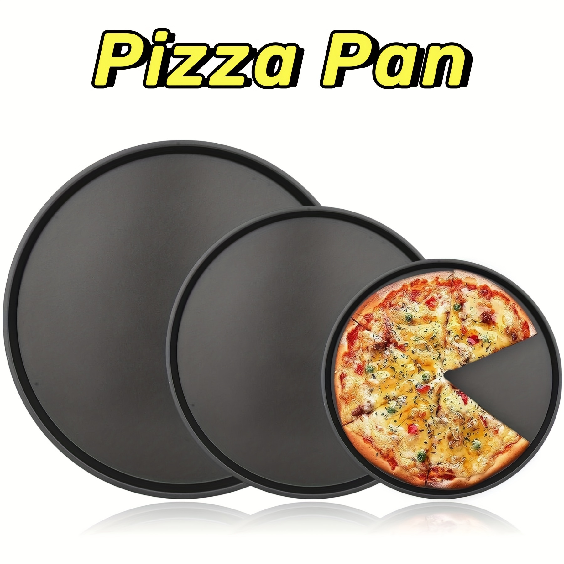 

Nonstick Carbon Steel Pizza Pan Set - 10", 11.6", 12.6" Round Baking & Grilling Pans For Oven Cooking