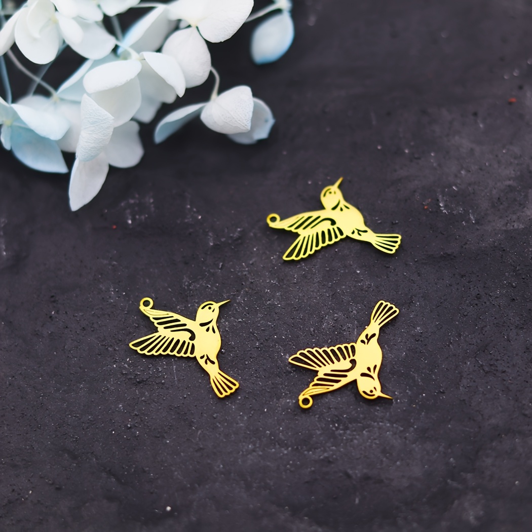 TEMU 3 stuks Roestvrijstalen Hanger voor Sieraden Maken Trendy Oorbellen Ketting Sleutelhanger Bulk Benodigdheden Elegante Vogel Sieraden Statement