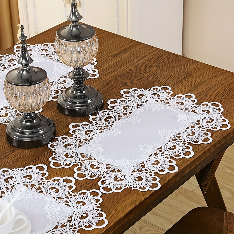 

Elegant White Lace Table Runners - Perfect For Wedding, Christmas, Thanksgiving, Valentine's Day Decorations - Waterproof And Oil-resistant - Made Of Polyester - No Feathers - No Battery Required