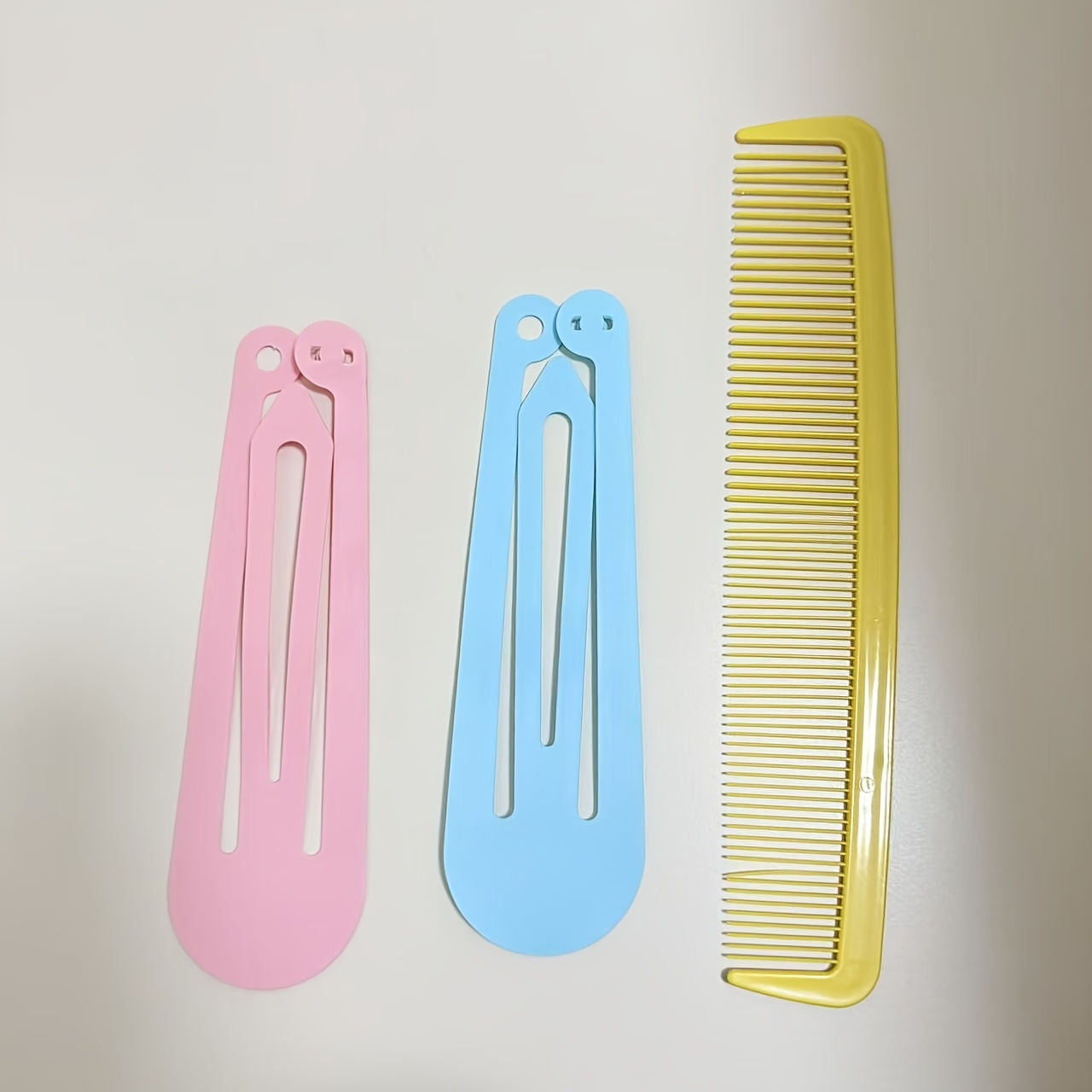 TEMU Ensemble de 3 pièces : pinces à cheveux surdimensionnées roses + bleues + peigne surdimensionné jaune, parfait pour les meilleures amies et amis