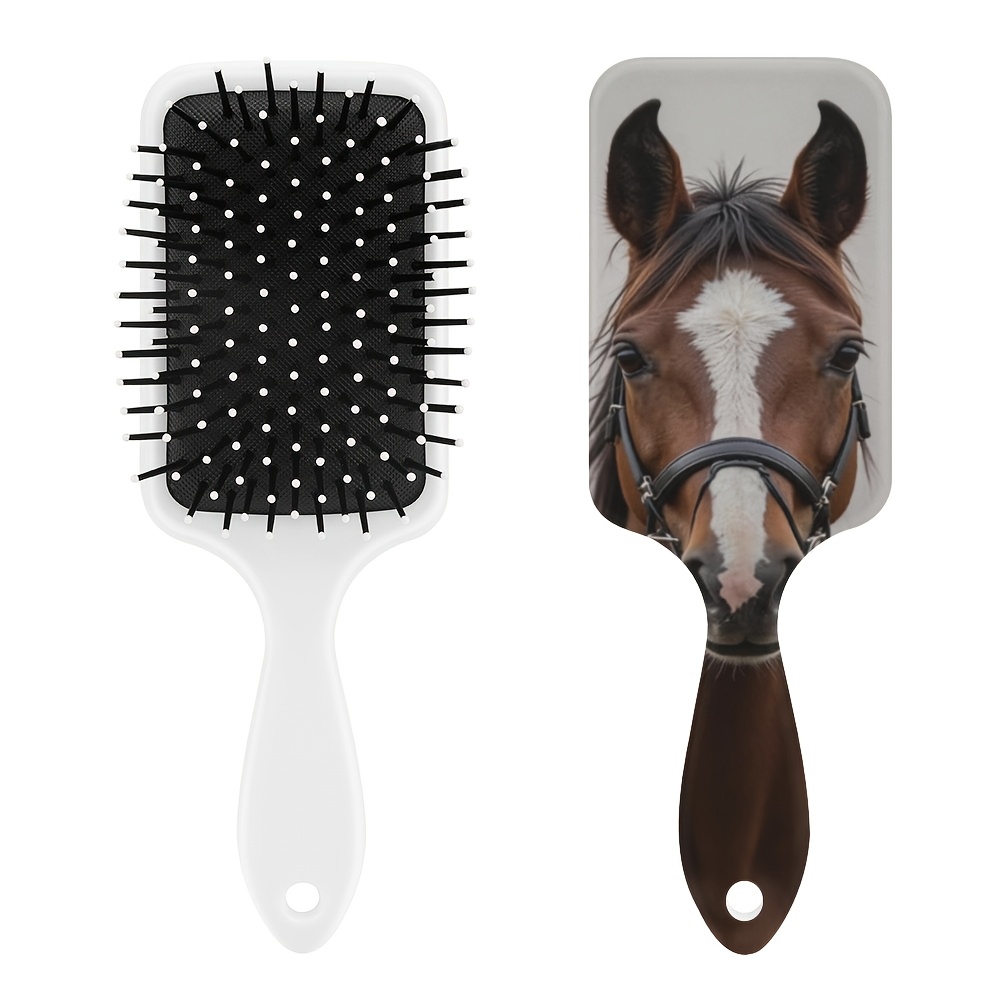 TEMU Brown Theme Pattern Air Cushion Comb, Scalp Massage Comb, Anti-static, Comfortable Grip Hairbrush, Travel Hairbrush, Durable Abs Handle Comb,