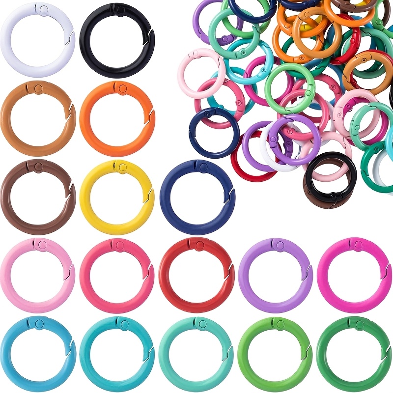 TEMU 61pcs Anneaux Élastiques Multicolores Boucles Rapides Crochets Boutons de Déclenchement Portables Matériel Industriel Boutons Adaptés à la