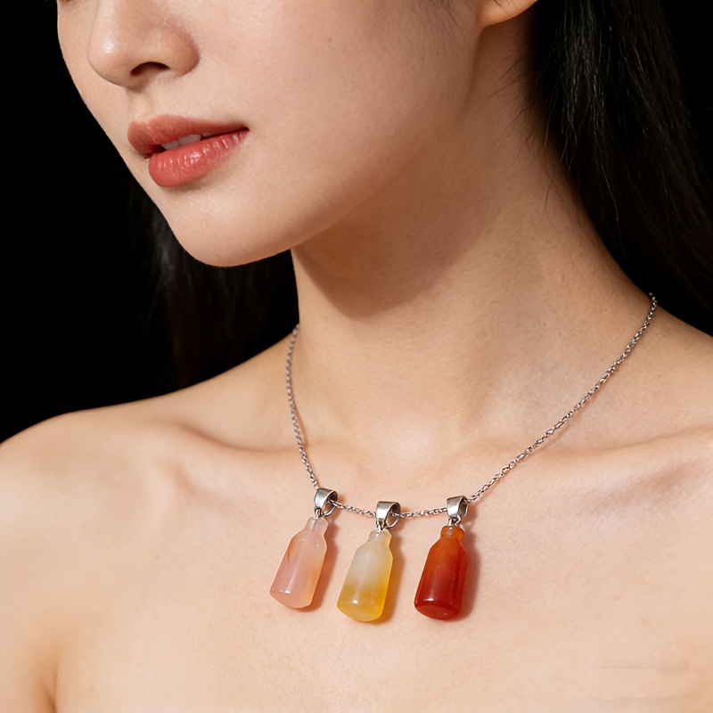 15pcs Natural Red Agate Mini Bottle Stone Pendants for DIY Jewelry