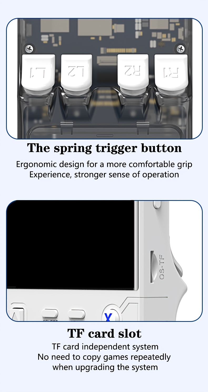 FETIOST R36 Ultra Handheld Game Console - 4-inch HD Screen, 64GB/128GB Storage, 3500mAh Battery, 10+ Emulators (PS2/PS1/N64/GBA/PSP/PC/), Dual 3D Joysticks, Portable Gaming System for PC-Free Play (White/Purple/Blue/Black)