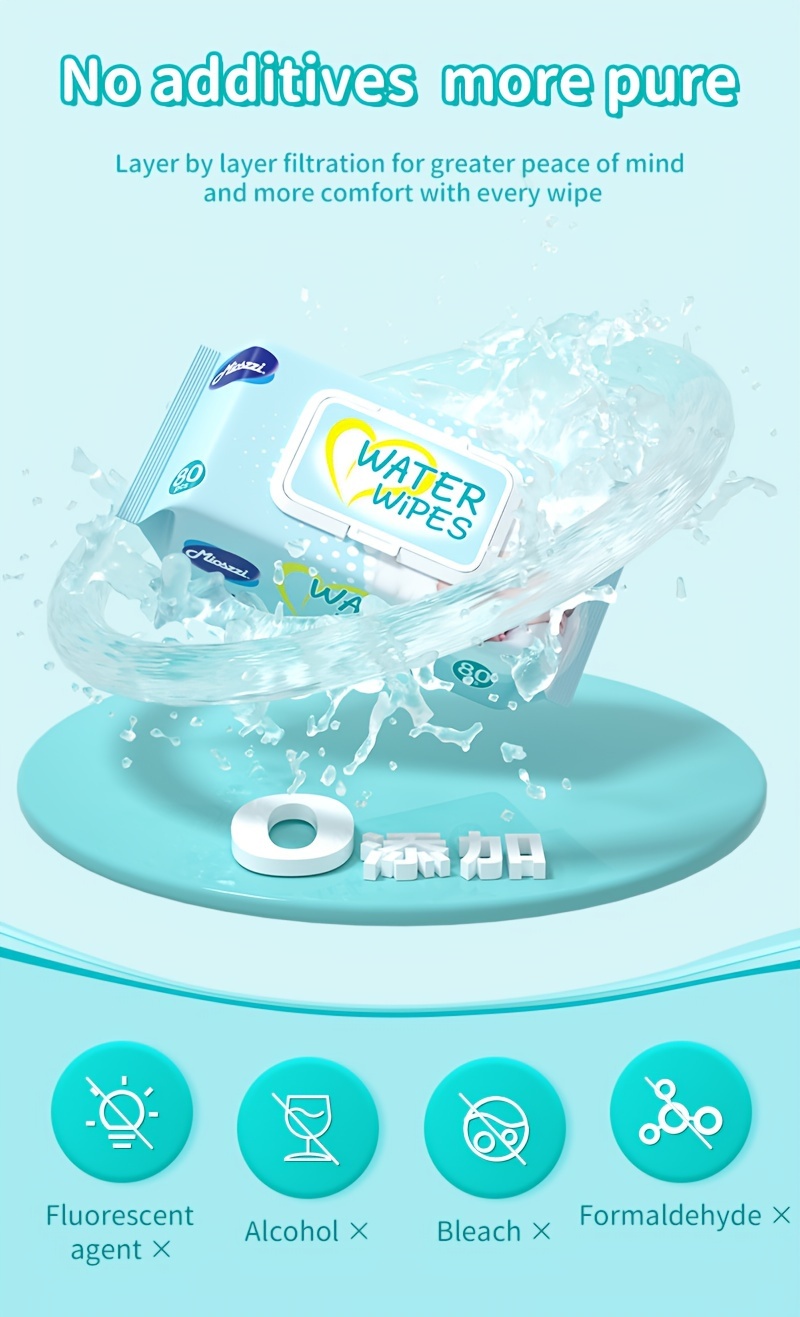 MIOSZZI Baby Wet Wipes 99.9% EDI Pure Water No Fluorescent Agent Zero Additives For Sensitive Skin Newborn Can Use Aloe Vera Extrat Take Care Of Baby Skin Clean Baby Hand & Mouth Water Wipes Kids Cleansing Wipes Large Packing For Family Use