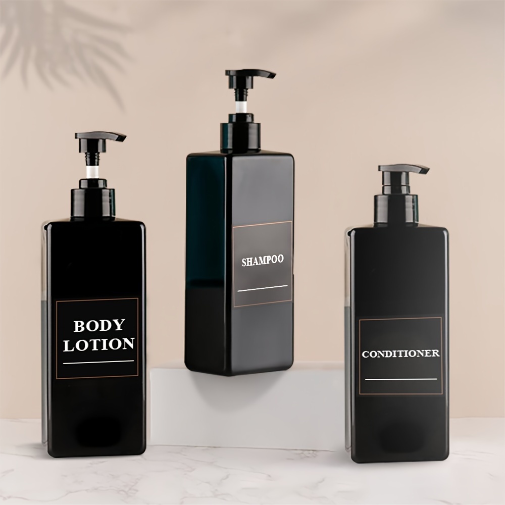 

17.6 Uk Fl Oz 3 Pcs Soap Dispenser With Pump And Waterproof Labels Refillable Shampoo And Conditioner Bottles