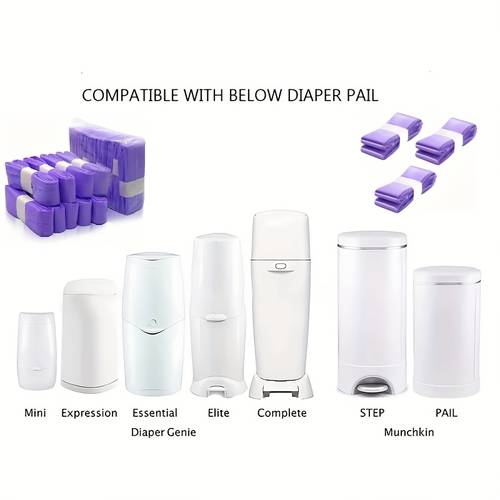 purple 3pcs suitable for litter diaper pail replacement bags cat litter bags foldable design suitable for living room kitchen bedroom bathroom pet waste replacement bags