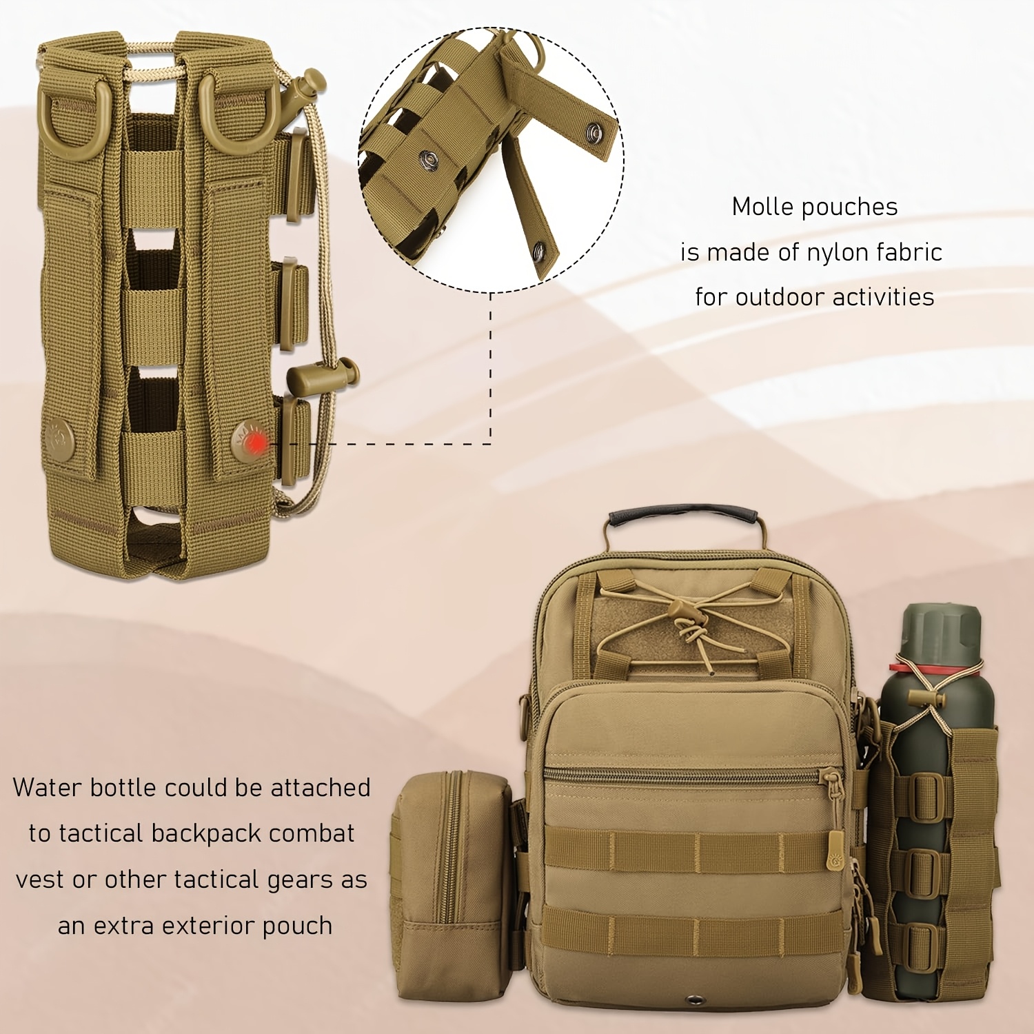 Adjustable MOLLE Tactical Water Bottle Pouch