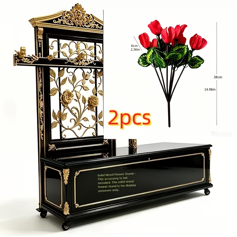 TEMU 2pcs Set Of Artificial Cyclamen Flowers, Large Bouquet With Ribbon Tie And Variegated Green Leaves, Indoor Living Room Dining Table Flower