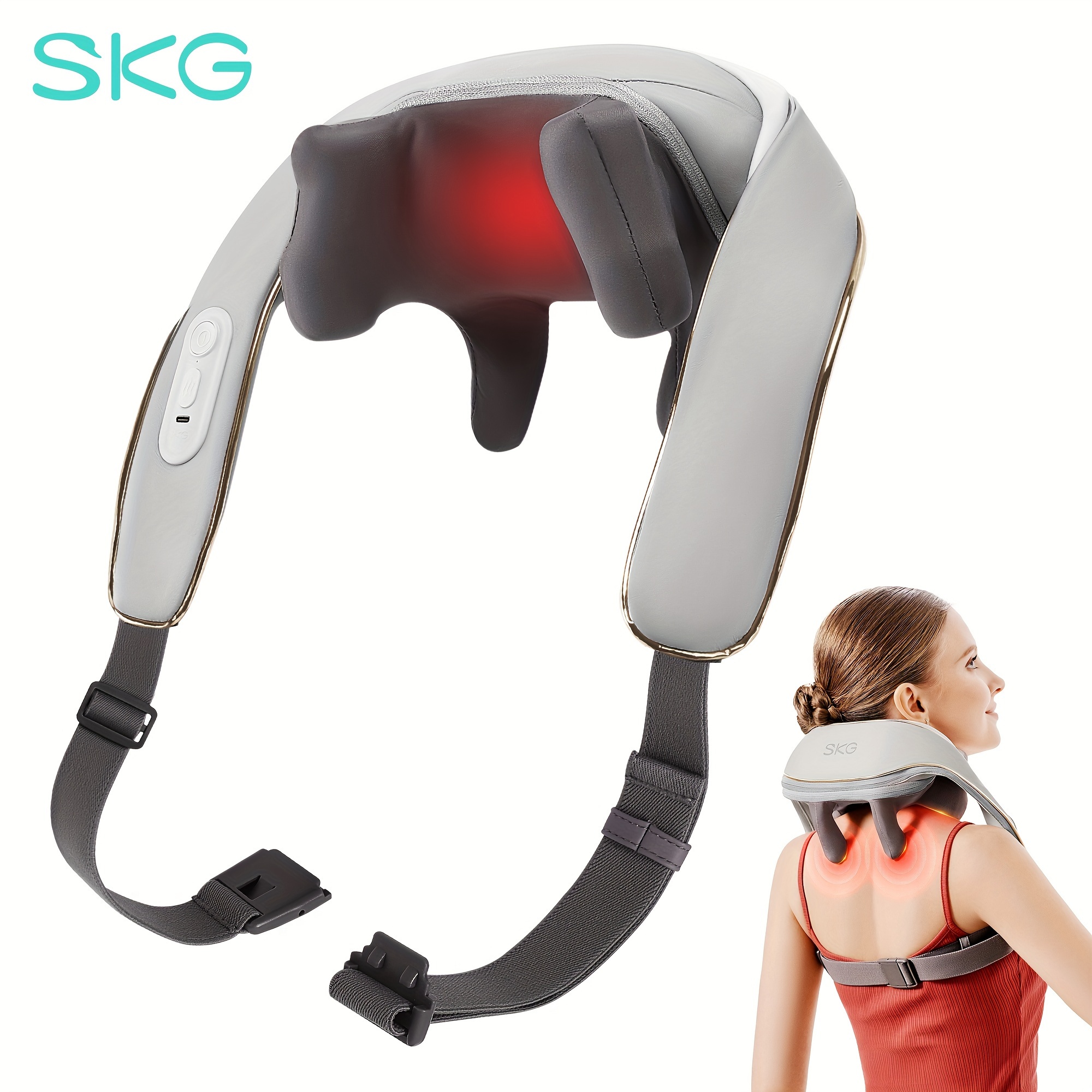 

Skg H5 Mini Neck Massager For Deep Tissue, 6d Cordless Shiatsu Neck And Shoulder Massager With Heat For Neck Back Shoulder Legs Electric Kneading Massage Use At Home Office Car Gifts For Men Women