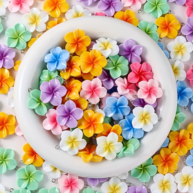 25pcs Vibrant Resin Flower Charms for DIY Jewellery Making