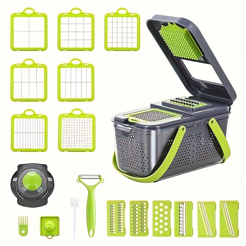 

1 Set, 22in1 , Multifunctional , Manual Grater, 13 Blades, Container, Onion , Household , , Gadgets