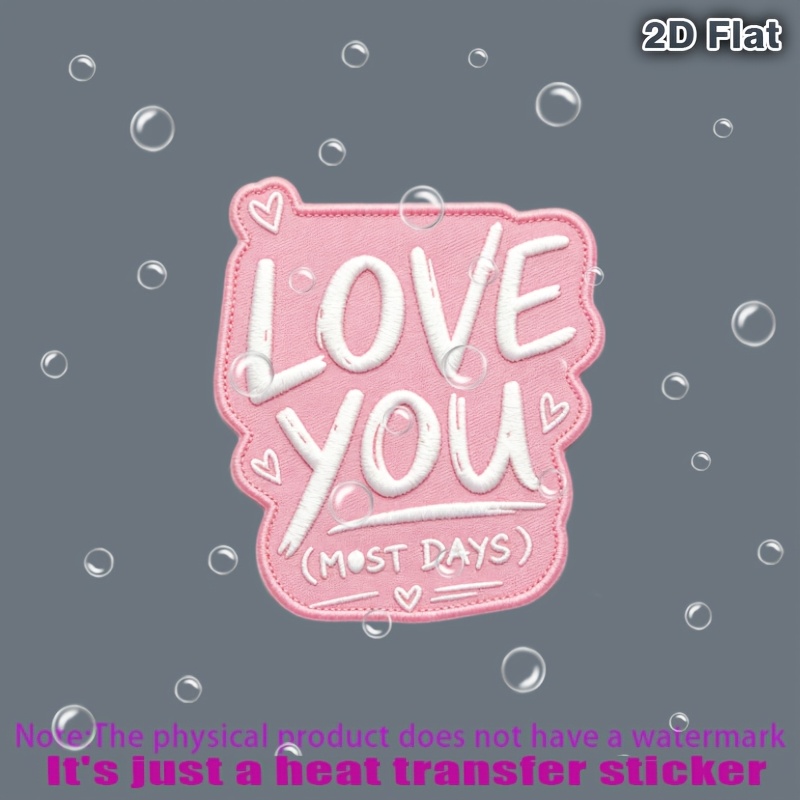 item picture   you most days patch with white text hearts and stitched edges heat transfer stickers are suitable for flat fabrics such   hats canvas bags throw pillows leather bed sheets carpets