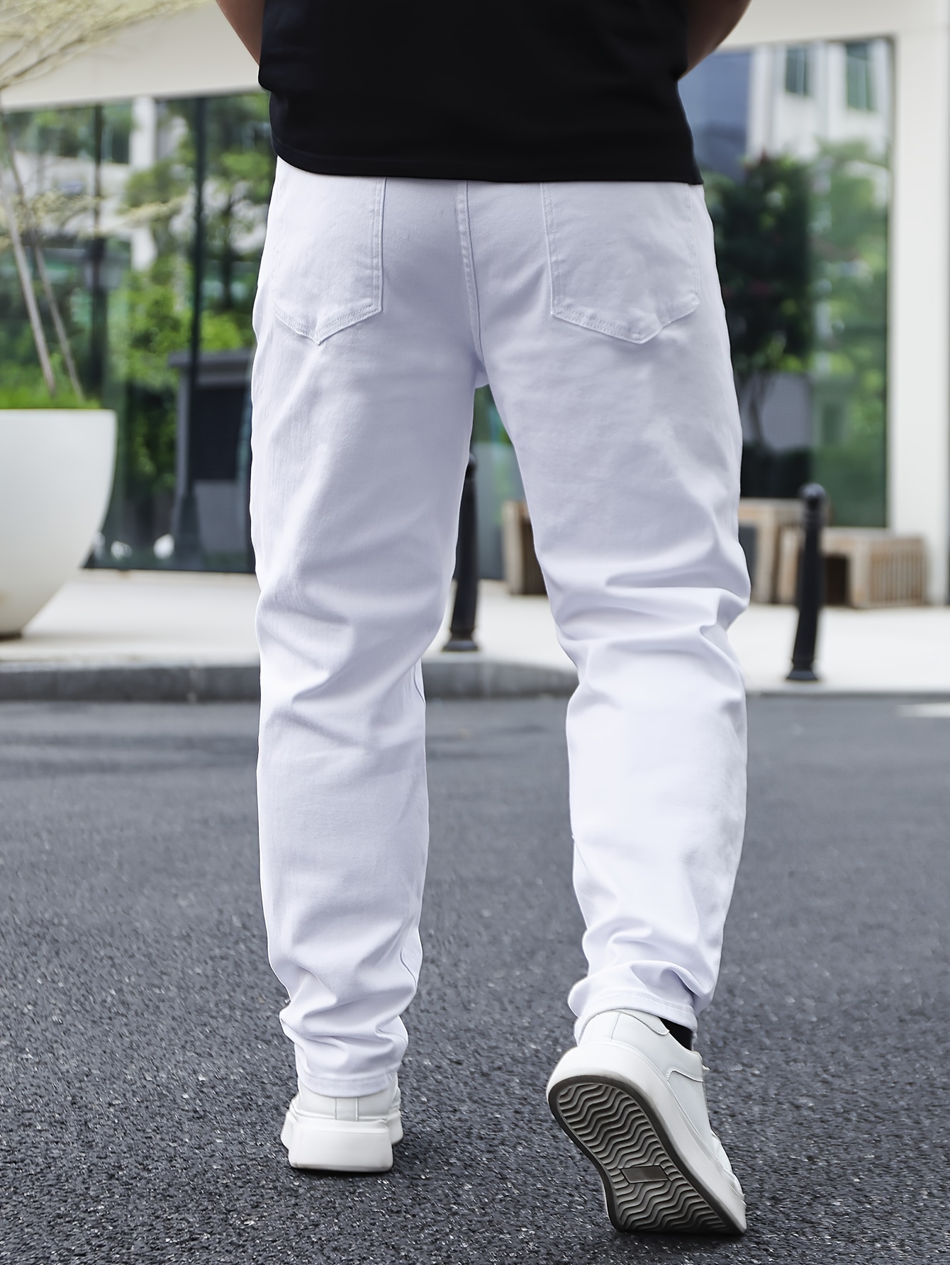 Men'S Plus Size Ripped Skinny Jeans, 98% Cotton 2% Elastane, High Stretch Woven Fabric, All-Season Solid Color Basics, 369g/m² Weight