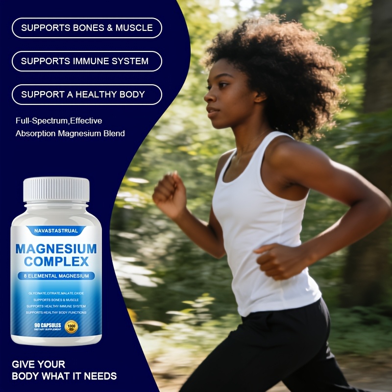Magnesium Complex Supplement 1000mg 7 Forms (Glycinate, Citrate, Malate, Taurate, Oxide, Aspartate, Orotate) 90 Capsules for Sleep, Nerves,
