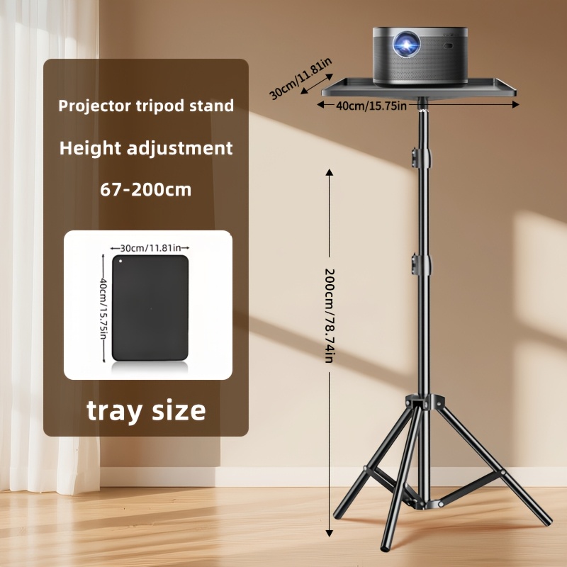 TEMU Support de Plateau Multifonction pour Projecteur avec Hauteur Réglable, Trépied Métallique Stable et . Pliable pour une Portabilité Facile.