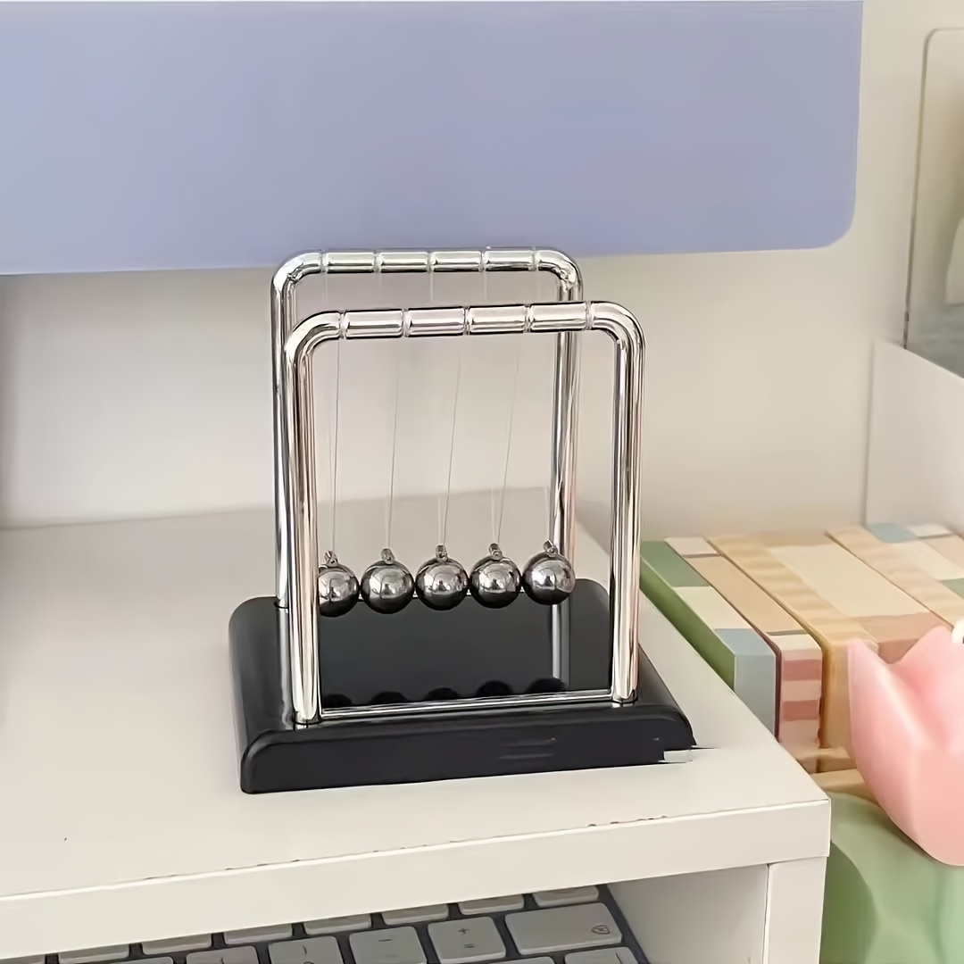 

Newton's Cradle Desk Decor - Metal & Plastic Pendulum With Steel Balance Balls, Artistic Physics Science Display