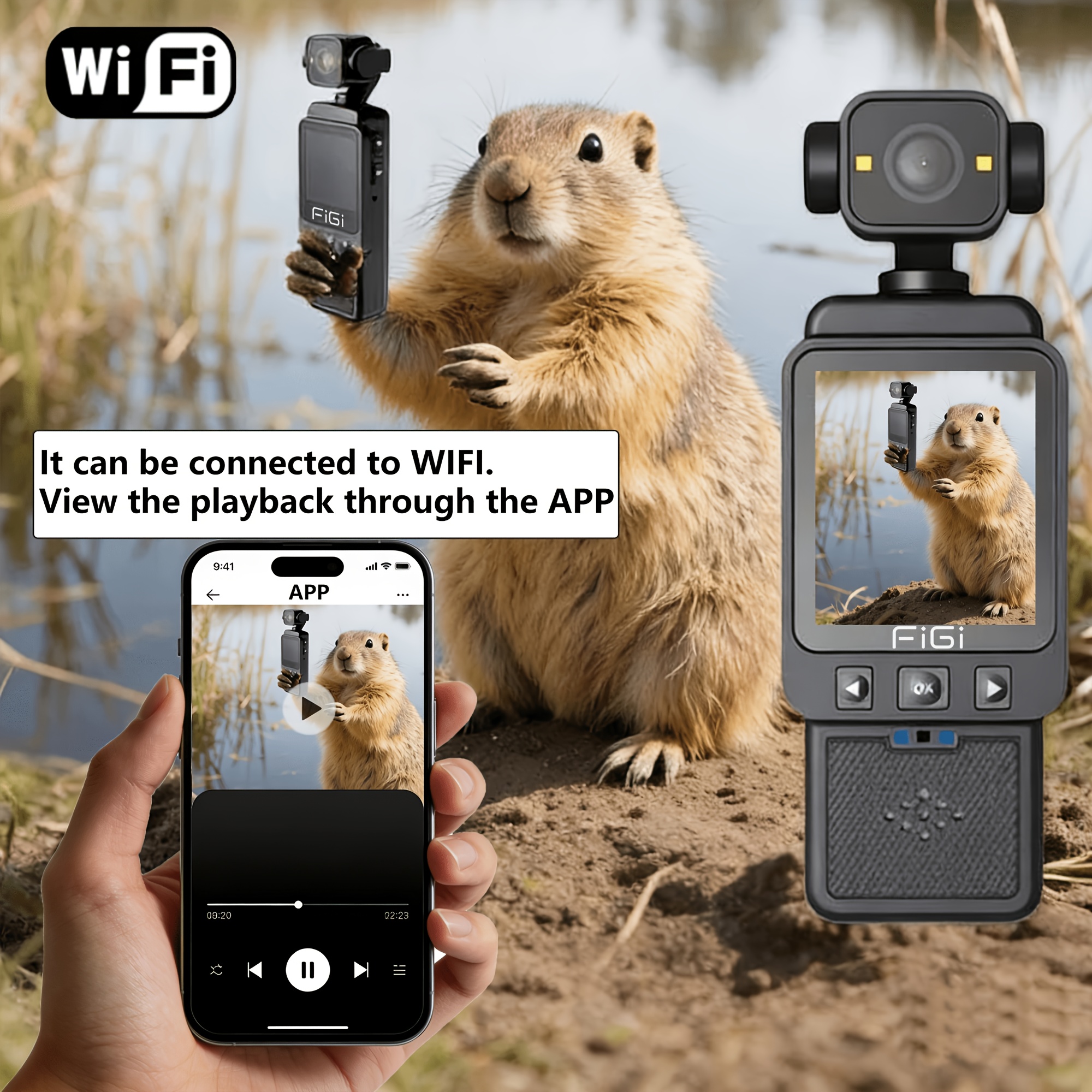 360° Rotating Wifi High-Definition Handheld Anti-Shake Action Camera,  Outdoor Portable Video Recording And Recorder. * And Download * Viewed  Through The APP