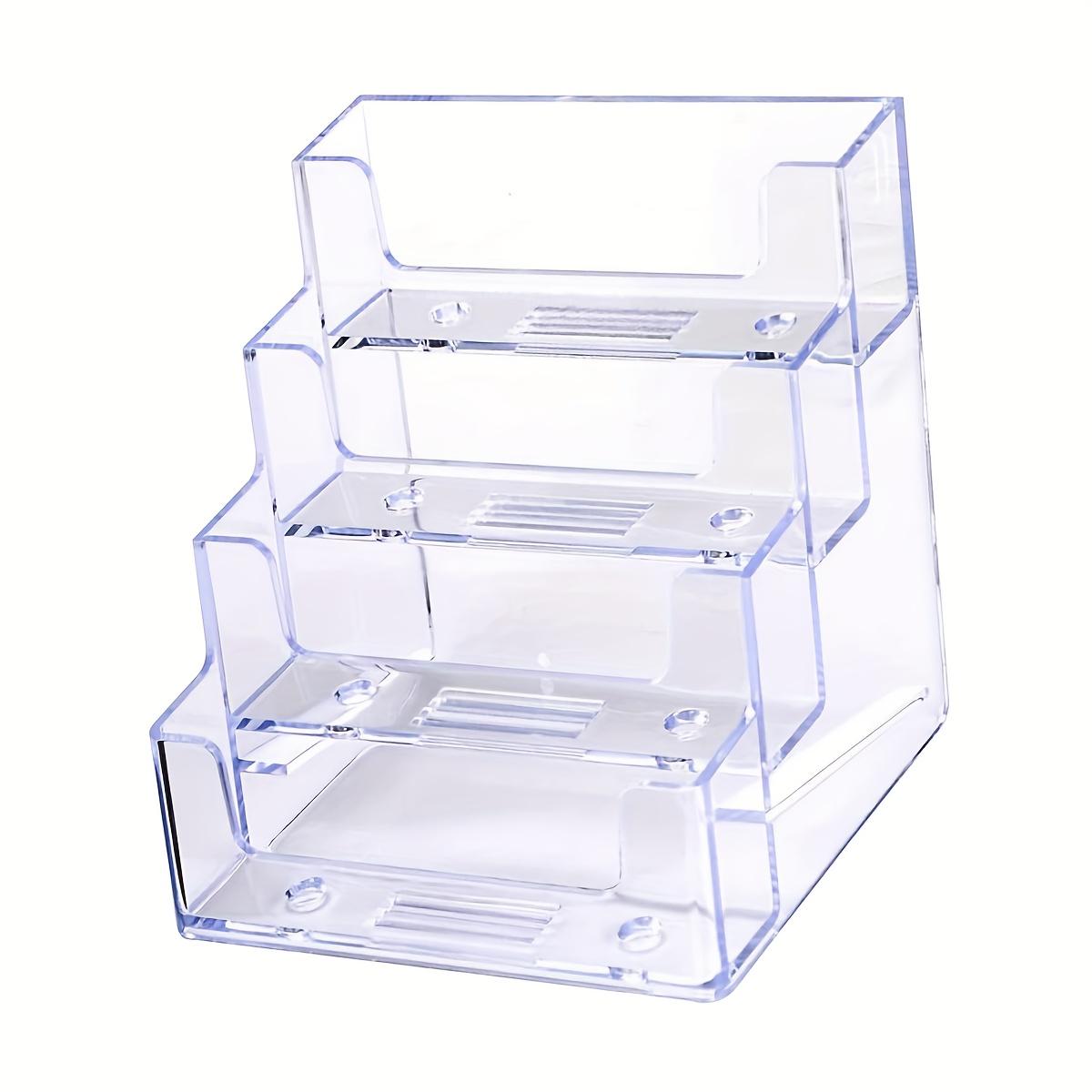 A Transparent Acrylic Business Card Box with 4 Compartments, Designed Vertically, Can Hold about 50 Business Cards Per Layer, Suitable for Placement on Counters Or Desks, Desk Organizer