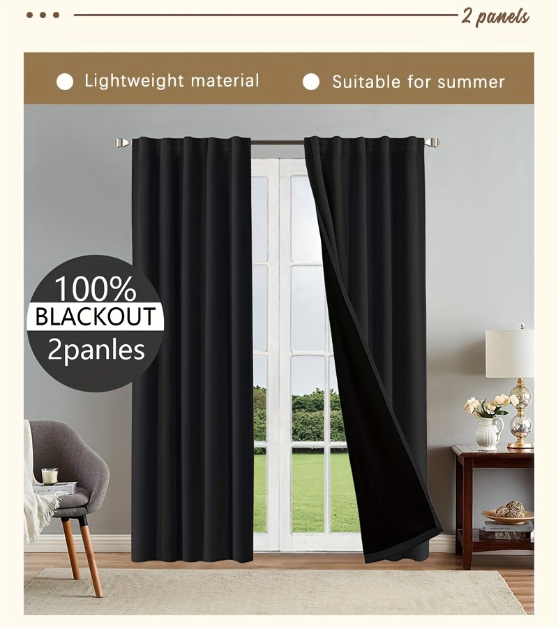 2pcs modern blackout curtains thermal insulated twill weave polyester noise reduction light blocking for living room bedroom study hook   pocket hanging     theme details 15