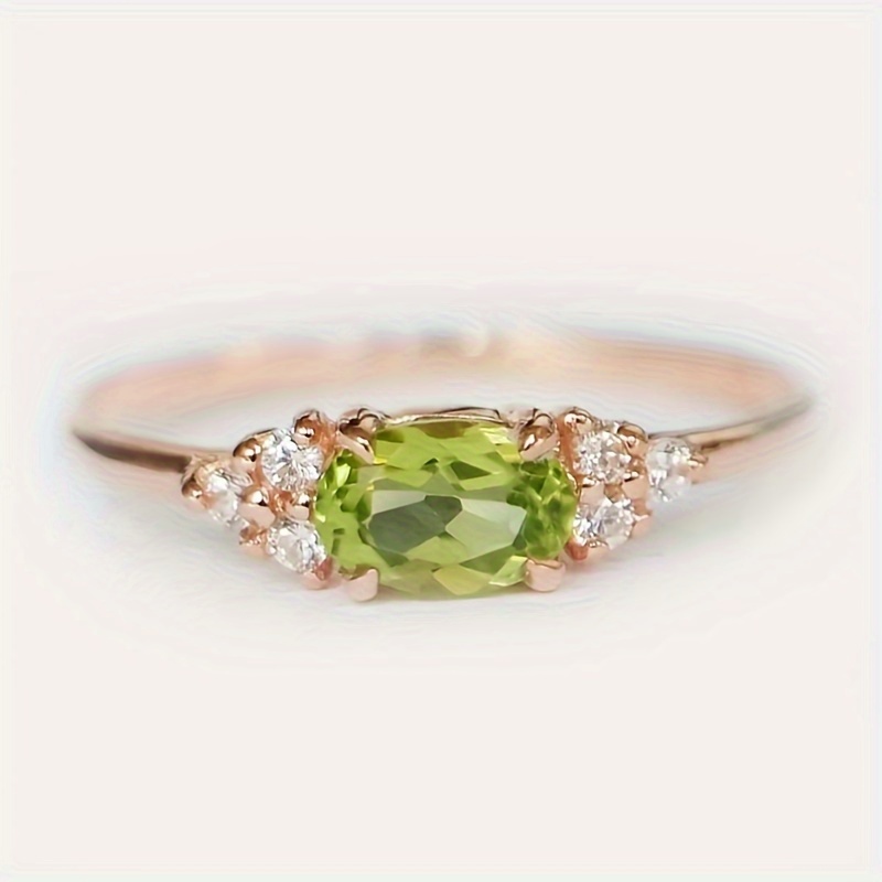 S925 Peridot & Zirconia Ring, Timeless Accessory