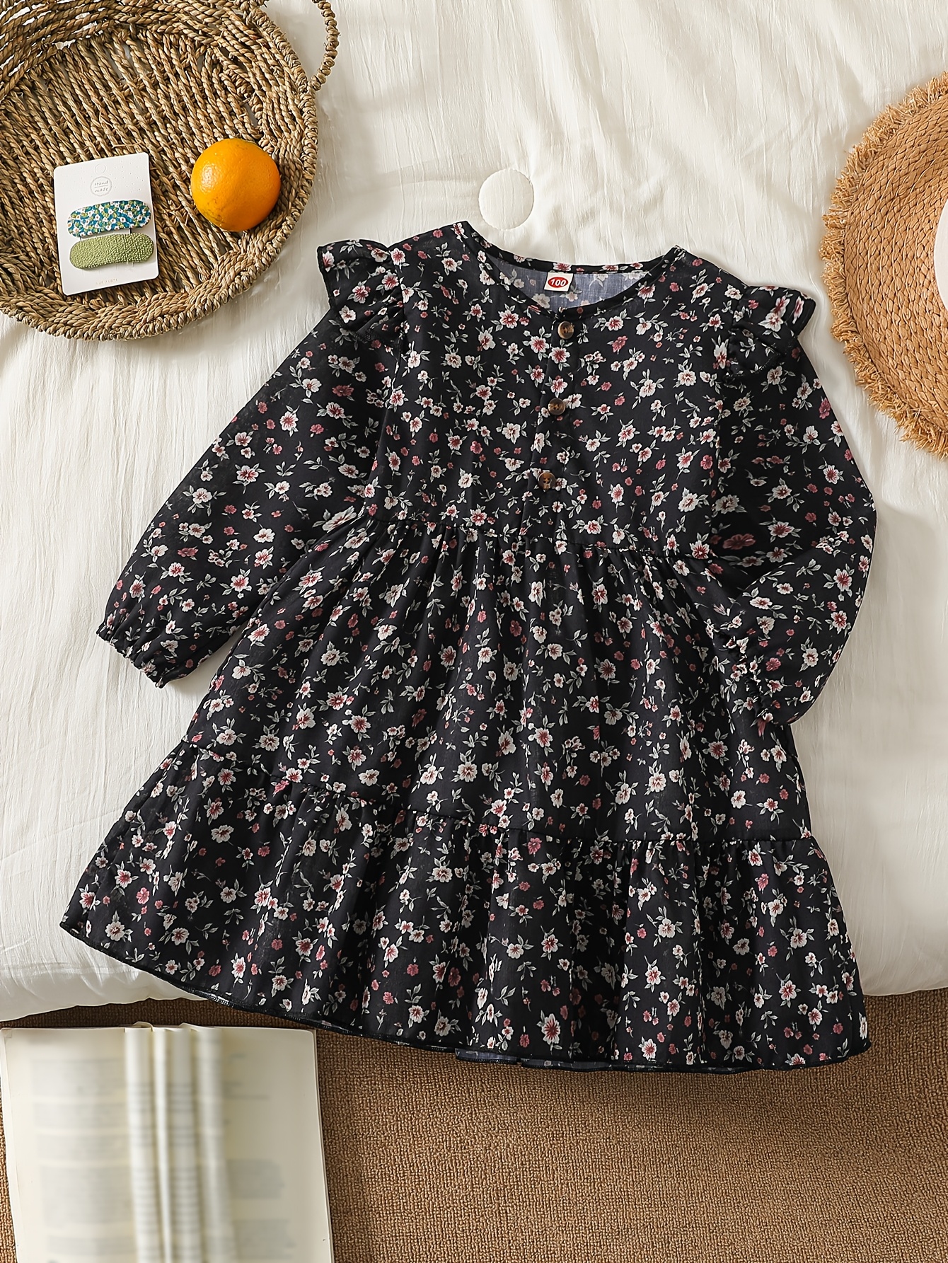 a line denim dress Navy Contrast Stitch Denim A-Line Midi Dress main image 1