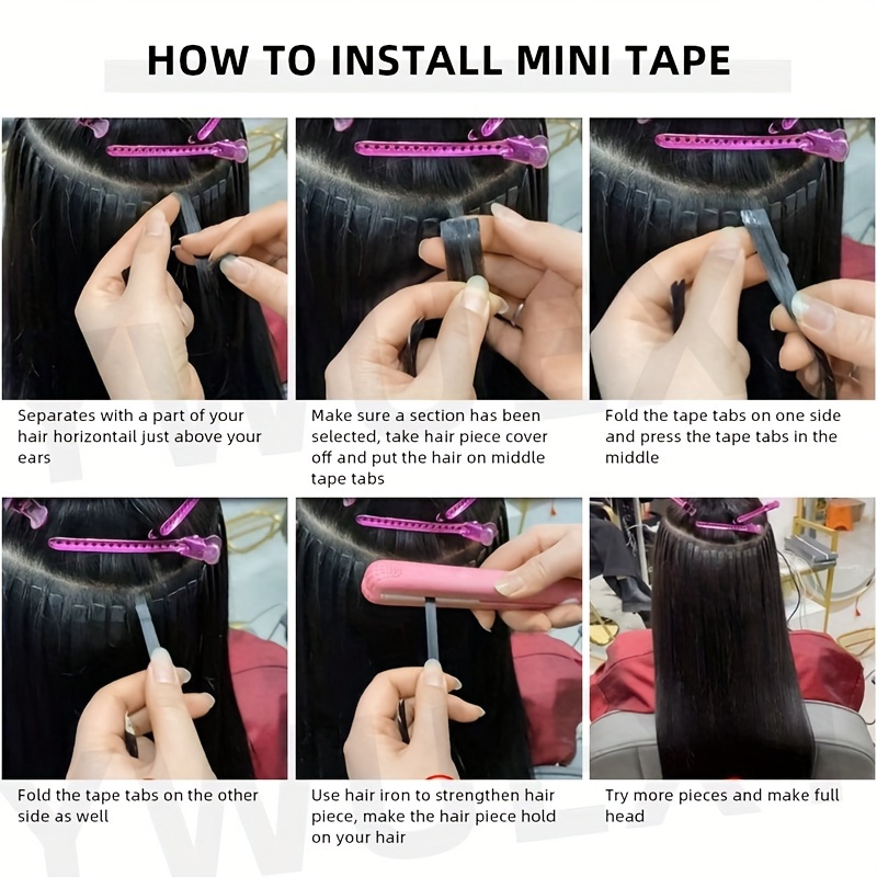 mini tape in human hair extensions double side invisible seamless tape in hair 10pcs set natural straight   blonde 12 24 inches details 4