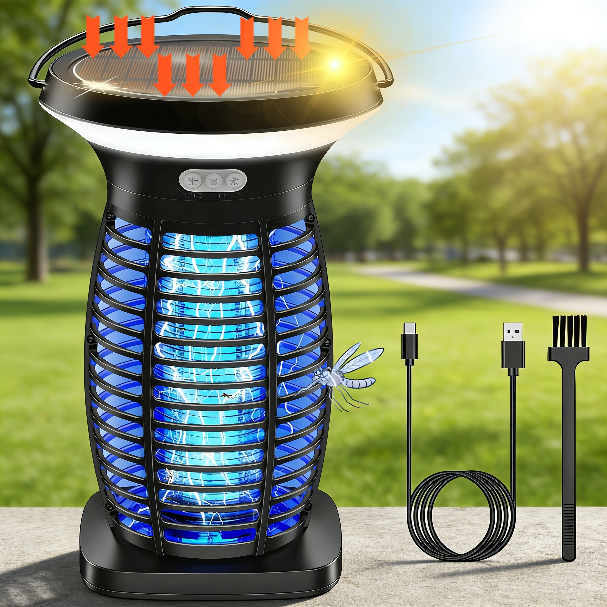TEMU 2-in-1 Solar Repellent Light, Solar Repellent Light With Led Lighting, Ip45 Repellent Light, Pest Control, Usb Rechargeable, Hangable, Ideal For Homes, Patios, Backyards, And