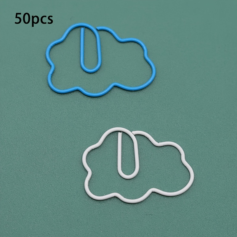 50pcs Cloud-shaped Paper Clips, Iron Material, Metal Bookmark Clips For Office Document Organization And School Supplies