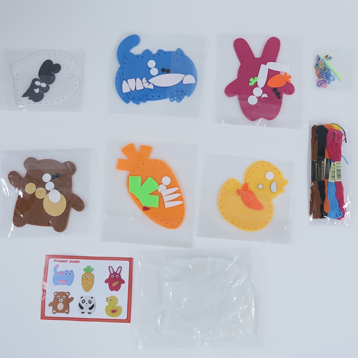 TEMU Kit de démarrage de couture 6 pièces parfait pour - Jouets artisanaux en non-tissé à dessin pour enfants, kit de couture DIY pour , pack de