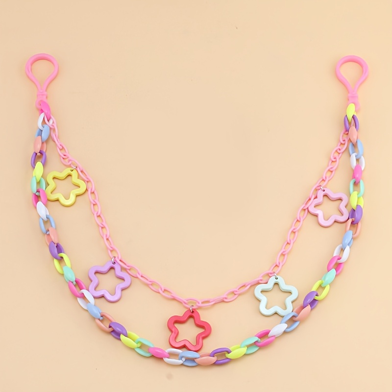 TEMU Colorful Star Chain Belt, Y2k Cute Punk Pants Chain, Hanging Chain Accessory For Jeans Shorts Skirt, For Women
