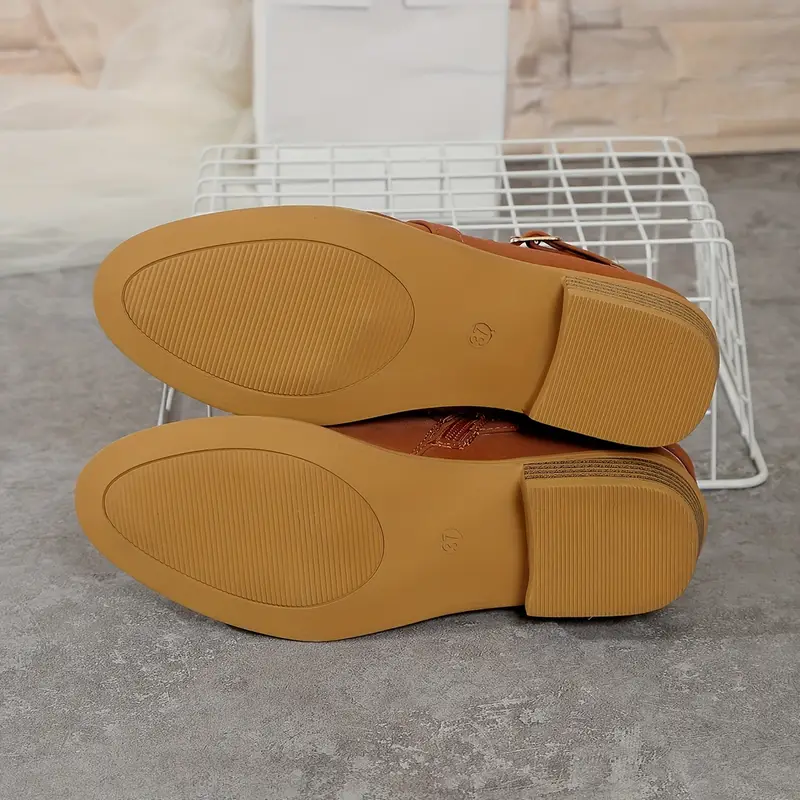 2025 un par de botas tobilleras versátiles y elegantes para mujer talla con cordones, estilo , moda otoño/invierno para las ocasiones Detalles del producto 7