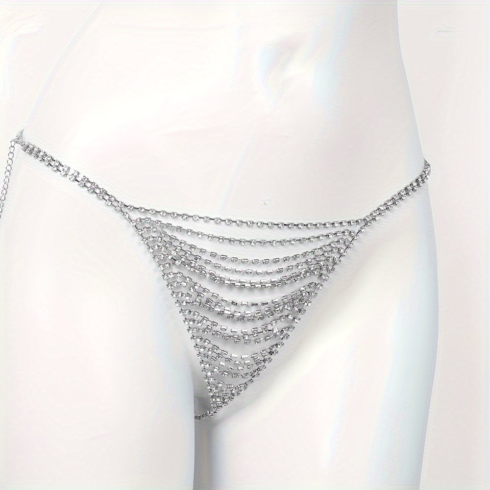 Rhinestone Dollar Sign Pendant Thong Waist Body Chain Bikini Crystal  Underpants Belly Body Chain Crystal Thong G String Body Jewelry for Women  Party