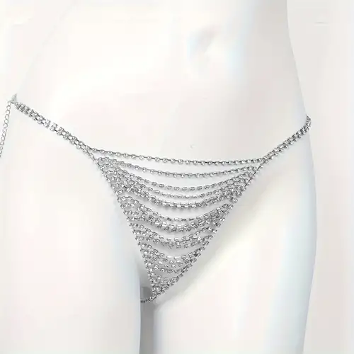 Sexy Rhinestone Underwear Thong Panties Body Chain Jewelry - Temu