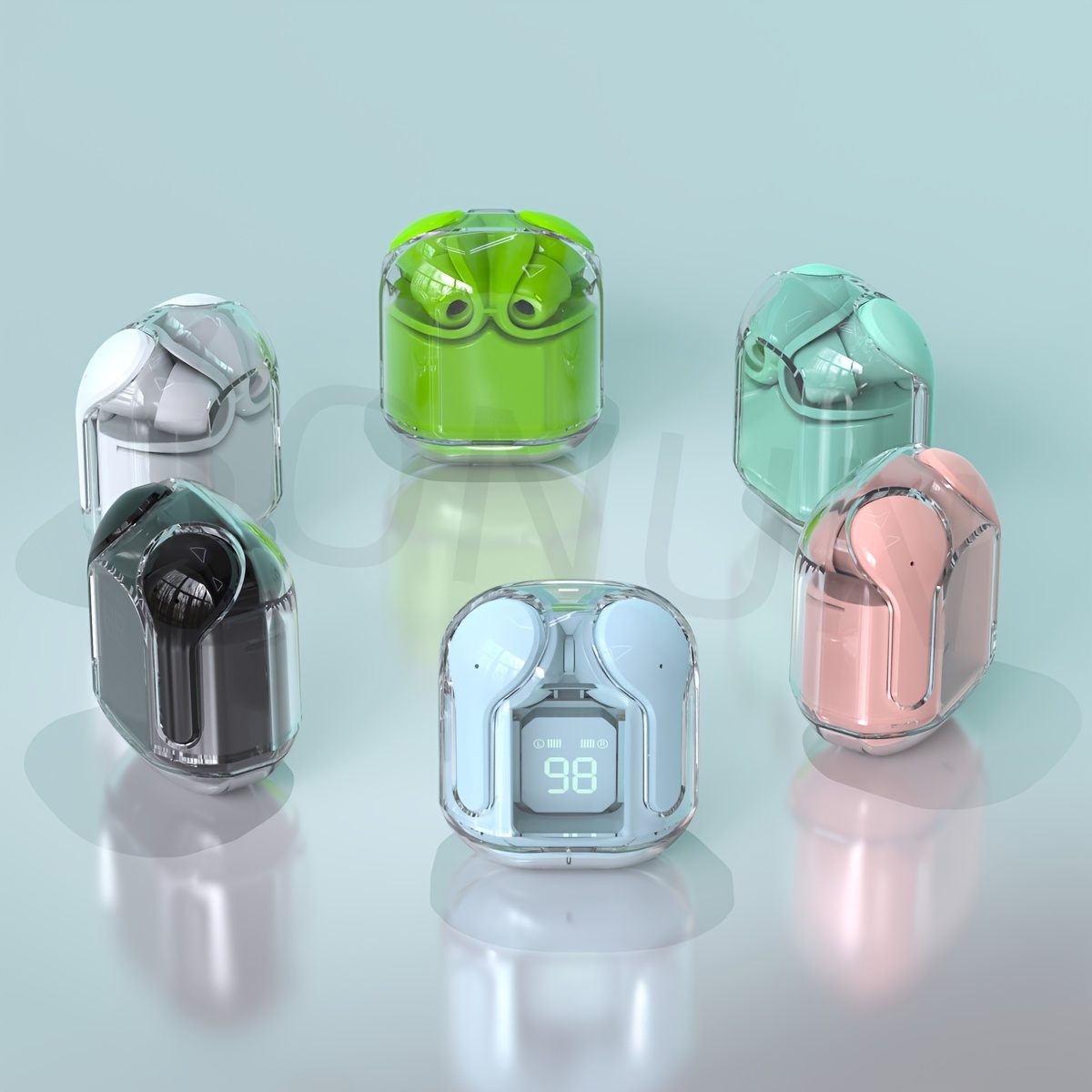 Transparent TWS, No Lid Design, Wireless V5.3 Colorful True Wireless Stereo Earbuds, Silicone In-ear, Touch Button, Hands-free Headset, Battery Capac_voghion.com