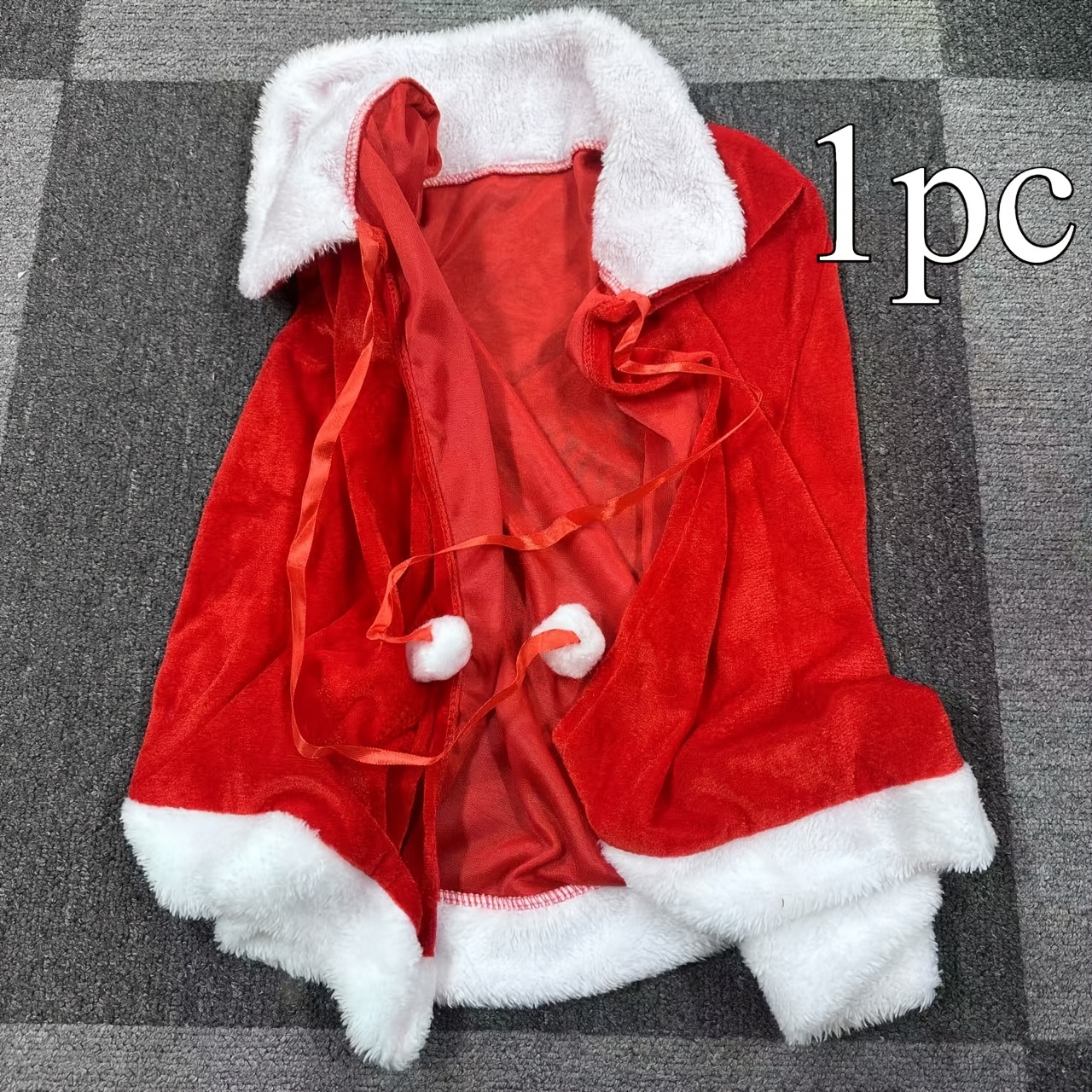 1pc Of Christmas Shawl Cloak, Mrs. Santa Claus Cape Robe For Halloween Costume In Red