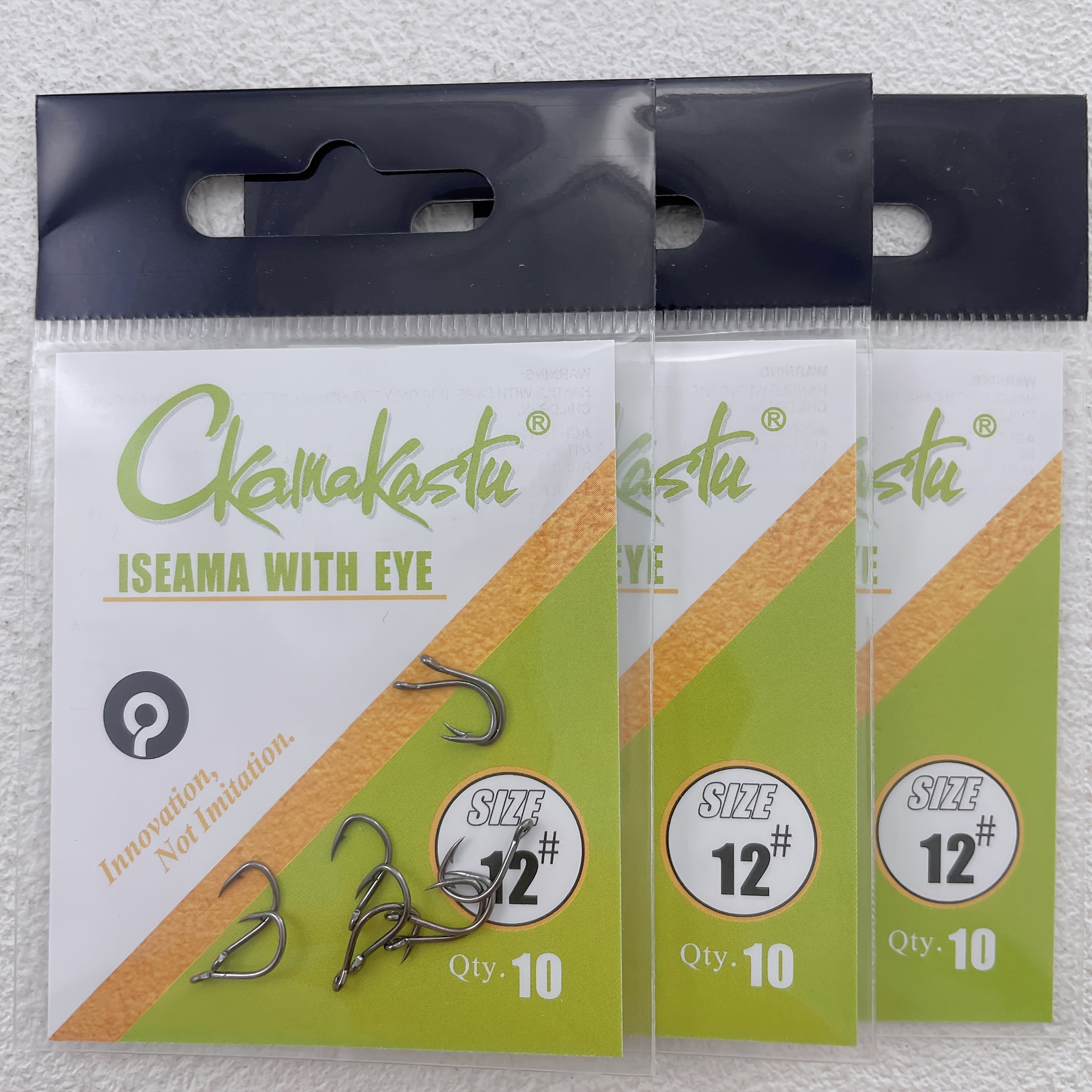 TEMU 3er-Packung schwarze Angelhaken aus Kohlenstoffstahl mit Löchern