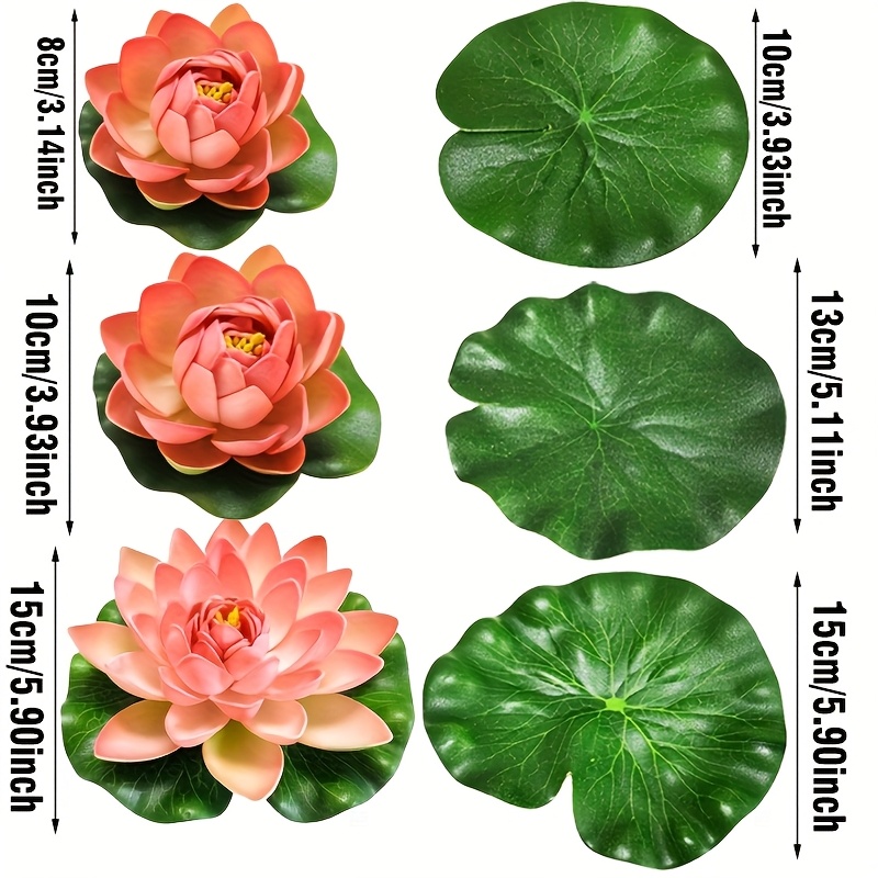 Image of 6 Realistic Floating For Lotus Flowers, 5.9inch-3.14inch For Lotus, Suitable For Home Decor, Fish Tanks, And Pond Arrangements, An Ideal Gift For Christmas, Mother's Day, And Father's Day