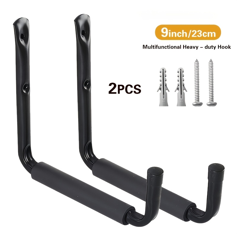TEMU 2pcs Heavy-duty Metal Garage Storage Hooks - Indoor Wall-mounted Hooks, Suitable For Kayaks, , Paddle Boards, Ladders, Folding Chairs, Bicycles