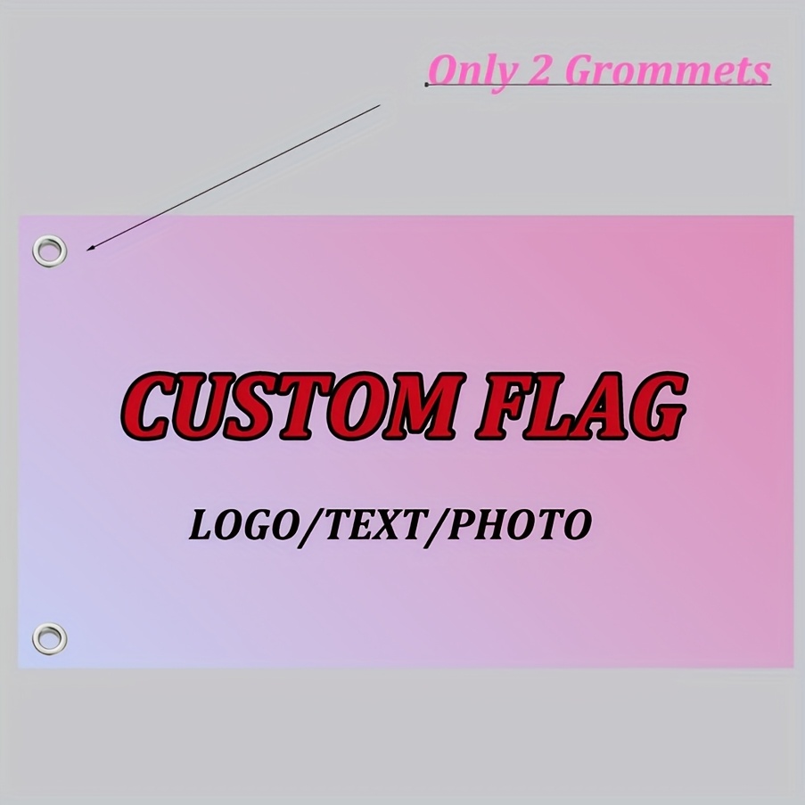 TEMU 1 Custom Flag With And Text, A Personalized Banner Featuring A Vibrant Red And , Made Of Uv-resistant Polyester Material, For Indoor And Outdoor