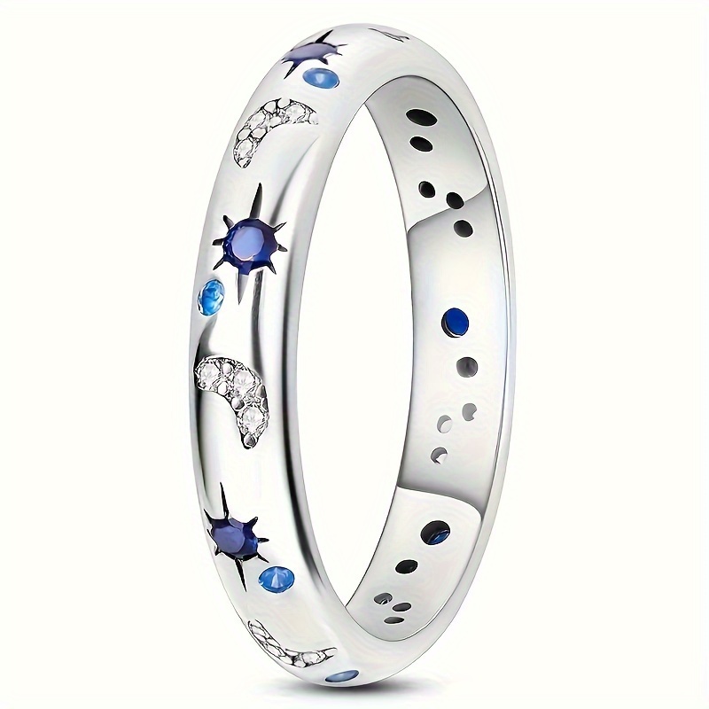 

1 Bague Large Élégante avec , Pierres Synthétiques Bleues - Bijoux en Cuivre Chic pour Femmes et Hommes, Idéal pour les Fêtes & , Bijoux