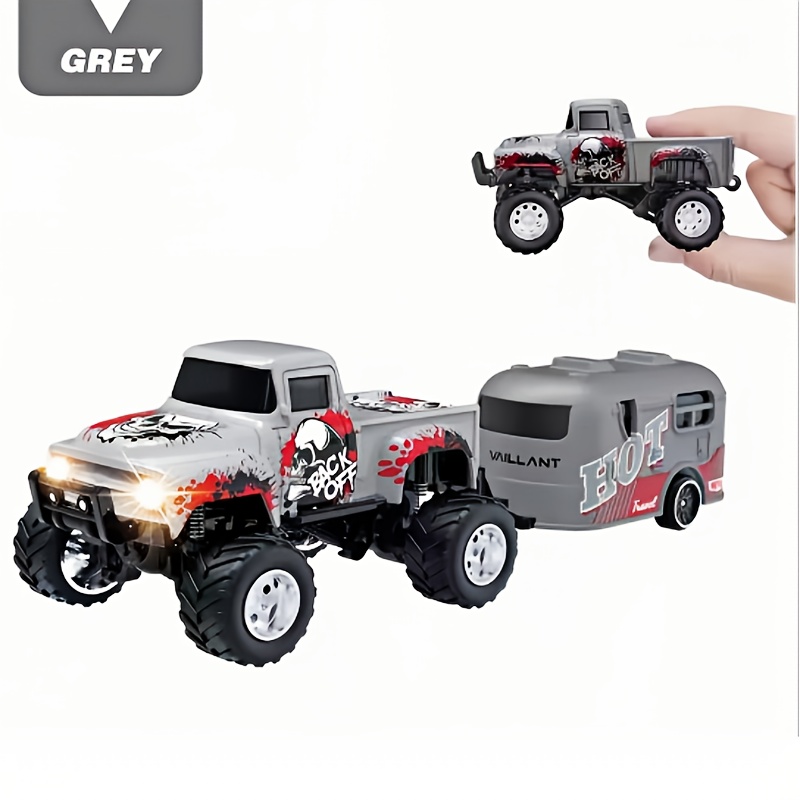 TEMU Mini Remote-controlled Alloy Off-road Truck, Scale Monster Truck Toy, 2.4ghz Wireless, Off-road Crawler, Led Lighting, White Headlights With Red