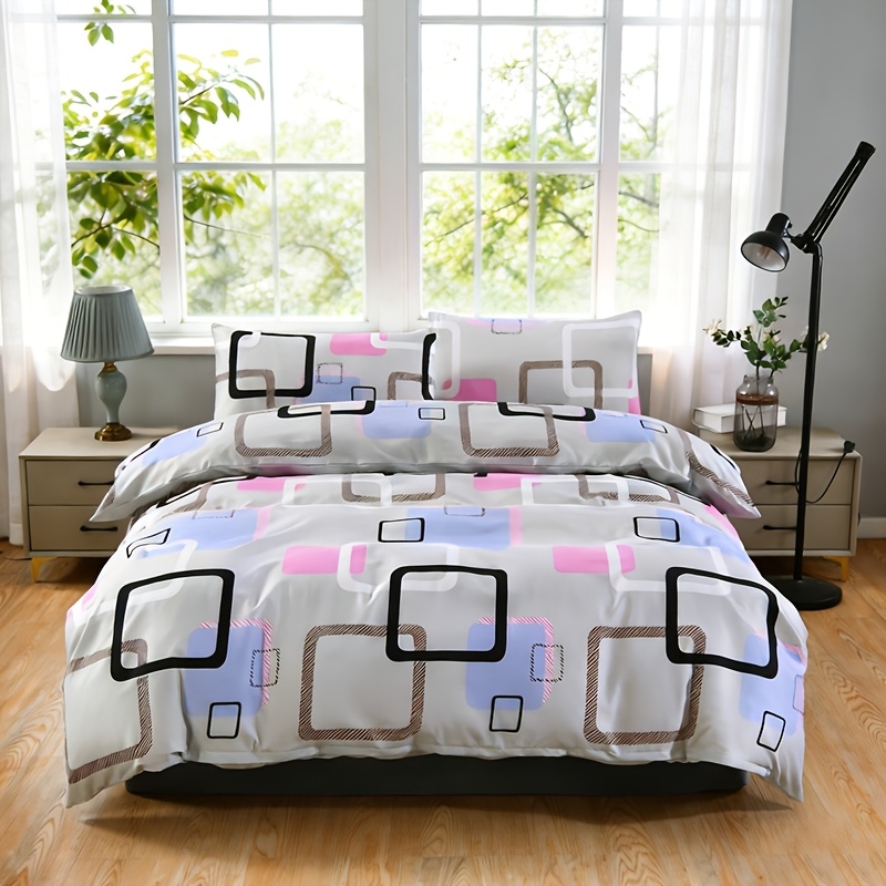 3pcs Brushed Printed Duvet Cover Set [1pc Duvet Cover And 2pcs Pillowcases]